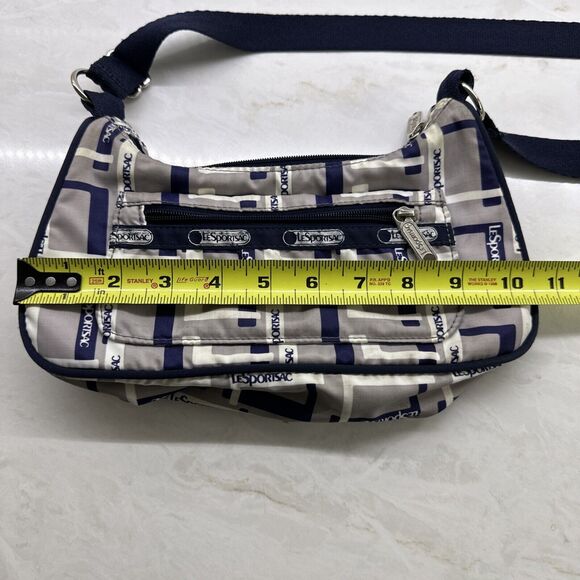 Vintage LeSportsac Blue/Gray White Crossbody Handbag Lightweight Nylon 90s - Picture 16 of 16
